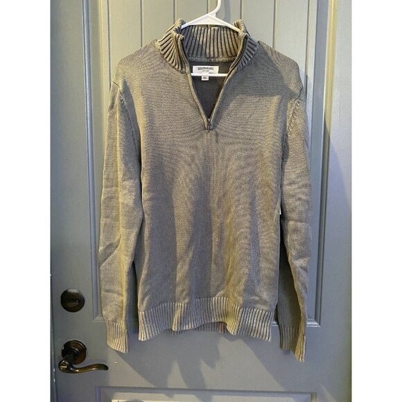Goodthreads Men's Soft Cotton Quarter Zip Sweater, XS Olive Green Nwt - Picture 1 of 5